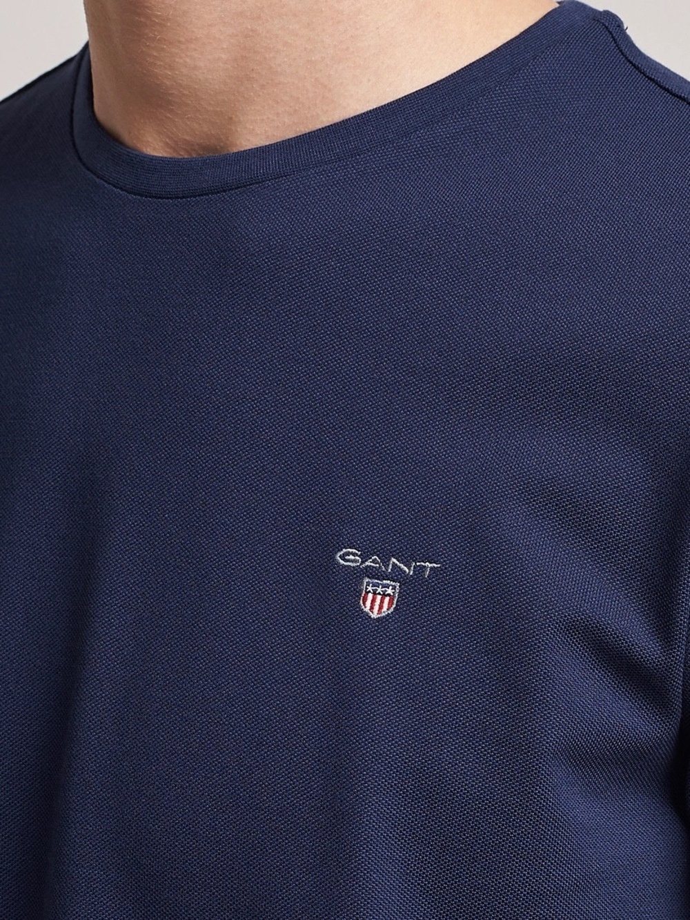 Gant Navy Pique Logo Crew Neck Polo